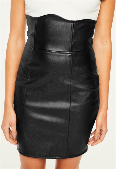 lyst missguided black faux leather super high waisted