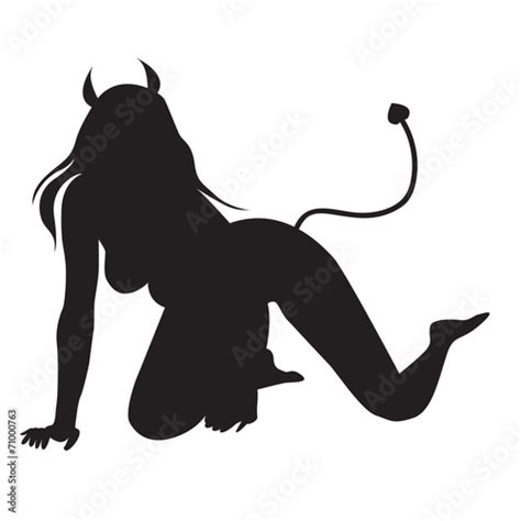 vector of beautiful sexy devil women silhouettes isolated stockfotos