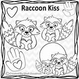 Kissing Raccoon sketch template