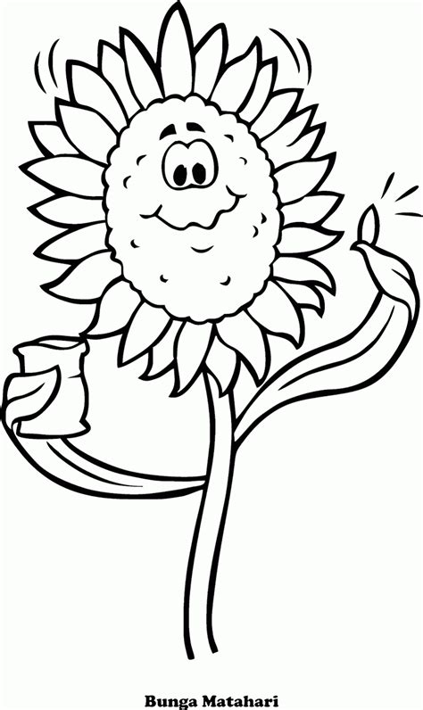 bunga matahari kartun hitam putih mewarnai gambar sketsa bunga images   finder