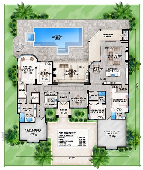 florida house plan  open layout bw architectural designs house plans