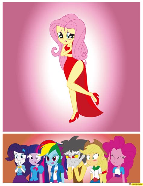 fluttershy and new dress created by rarity by conikiblasu fan on deviantart