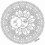 Coloring Sun Moon Pages Printable Mandala Adult Adults Para Colour Therapy Color Sheets Mandalas Sol App Colorir Colortherapy Try Books sketch template
