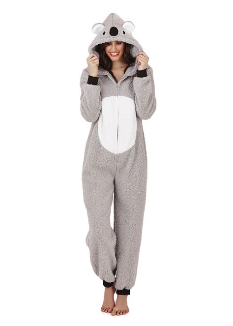 loungeable ladies adult animal onesie jumpsuit koala bear teddy pyjama nightwear ebay
