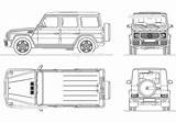Dwg Wagen Dwgmodels G63 2d Blueprints Bloques Rear Mercedez Gelandewagen Gls Artykuł sketch template