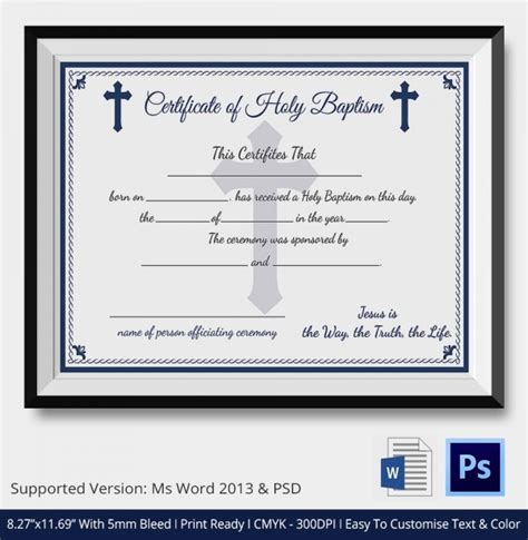 sample baptism certificate templates  sample  format