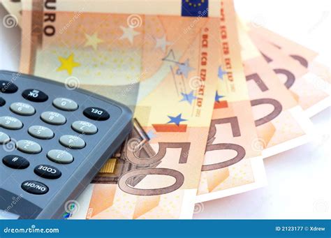 calculator  euro banknotes stock image image  number currency