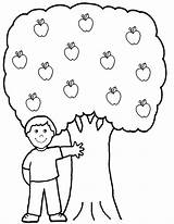 Tree Coloring Apple Boy Fruit His Pages Kids Getcolorings Printable sketch template