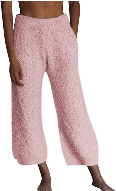 womens winter pants soft fluffy faux fur warm fleece trousers bottoms