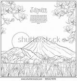 Fuji Mount Coloring Designlooter Tradition Outline Bird Landscape Flowers Drawing Japanese 72kb 470px sketch template