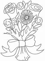Bouquet Coloring Flower Pages Clipart Flowers Printable Carnation Wedding Color Valentine Roses Rose Colouring Clip Book Doodle Kids Print Cliparts sketch template