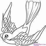 Swallow Bird Tattoo Coloring Sparrow Drawing Pages Outline Animals Birds Designs Barn Tattoos Draw Color Step Line Coloriage Drawings Colouring sketch template
