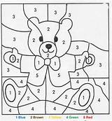 Bear Number Color Numbers Coloring Teddy Pages Read sketch template