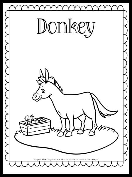 donkey coloring page  art kit