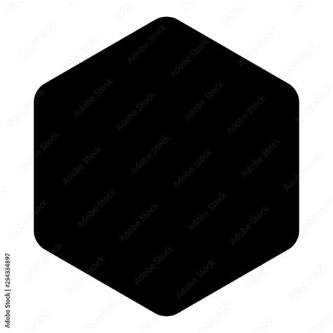 hexagon  rounded corners icon black color vector illustration flat