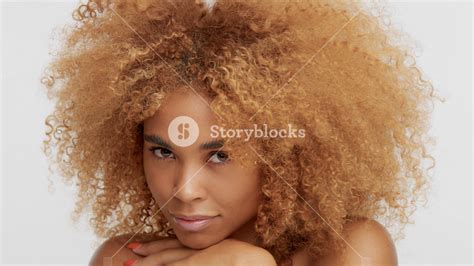 Mixed Race Black Blonde Model With Curly Hair Big Afro Blonde Hair