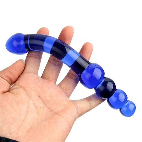 Ikoky Butt Plug Glass Dildo Blue Pyrex Prostate Massager Crystal Anal