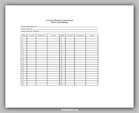 printable electrical panel schedule template excel prntbl
