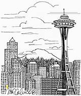 Skyline Seattle City Coloring Pages York Drawing Divyajanani Washington sketch template