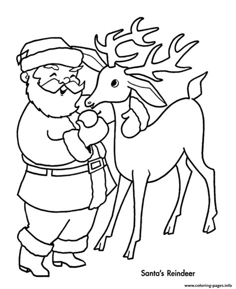 xmas santa  reindeer  coloring page printable