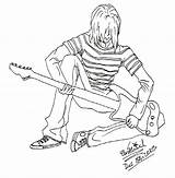 Cobain Kurt Drawing Guitar Playin Getdrawings Personal Coloring Deviantart Credit Larger sketch template