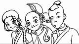 Avatar Aang Katara Sokka Wecoloringpage Ingrahamrobotics sketch template