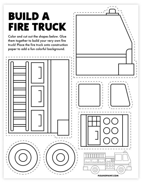 printable build  fire truck craft pjs  paint