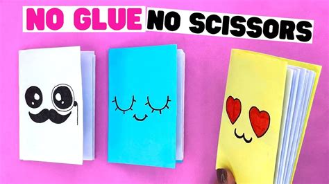 paper diy mini notebook easy origami notebook  glue  scissors youtube