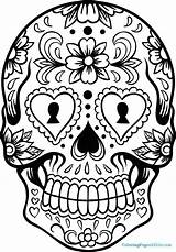Skull Coloring Pages Girly Sugar Getcolorings sketch template