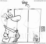 Elevator Waiting Illustration Clip Confused Businessman Toonaday Outline Cartoon Royalty Rf Clipart sketch template