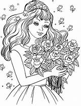 Coloring Pages Bride Princess Beautiful Popular Kids sketch template