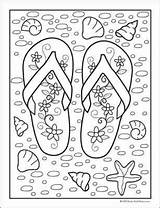 Coloring Flip Summer Beach Flop Printable Flops Sheet sketch template