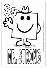 Mr Pages Coloring Strong Men Letter Big sketch template