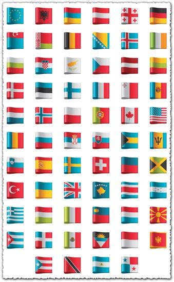 country flags  vector labels