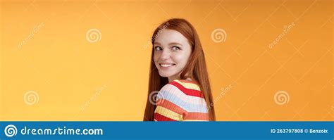 Tender Romantic Carefree European Redhead Girlfriend Turning Behind