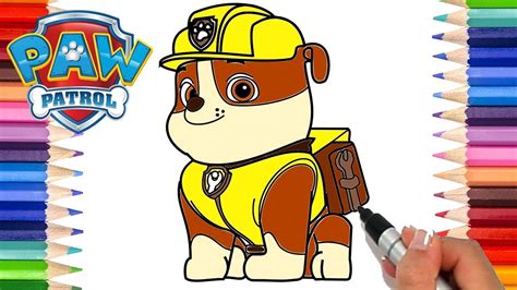 draw paw patrol rubble coloring pages  kids learn  draw