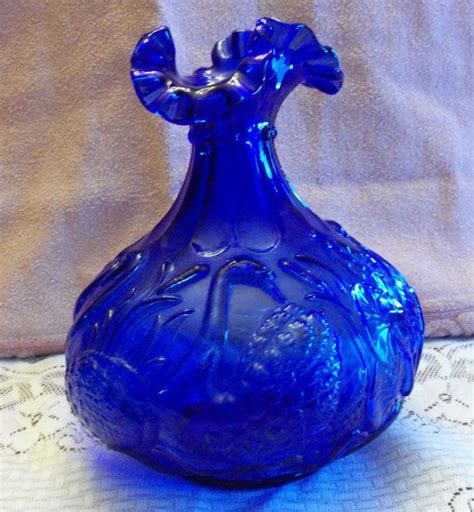 Blue Fenton Glass Swan Vase Fenton Glass Glass Cobalt Glass