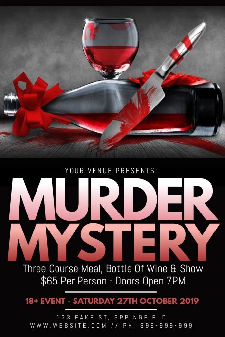 murder mystery poster template postermywall