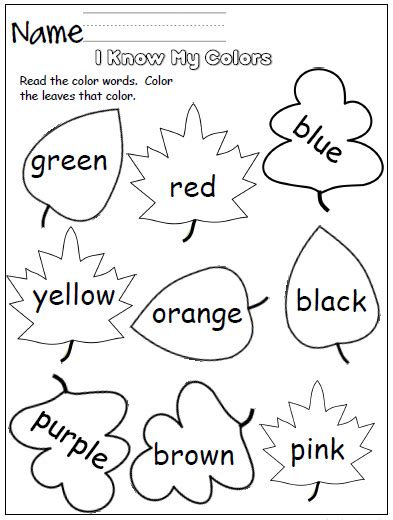 basic color chart  kindergarten