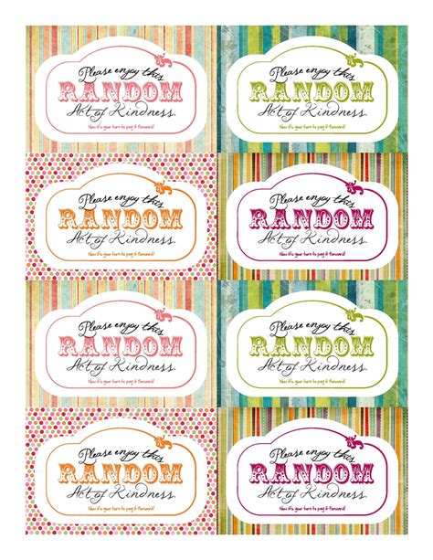 random acts  kindness printables printable cards acting