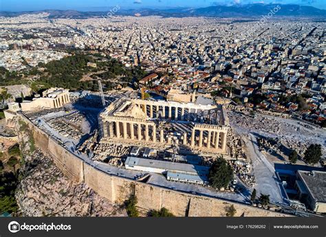 aerial view  parthenon  acropolis  athensgreece stock photo  cvverve