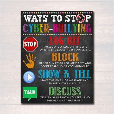 printable anti cyber bullying poster computer lab school sign etsy