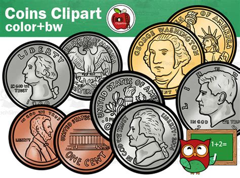 coins usa cents clipart realistic money graphics count math clip art