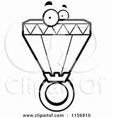 Diamond Ring Clipart Character Jewellery Coloring Cartoon sketch template