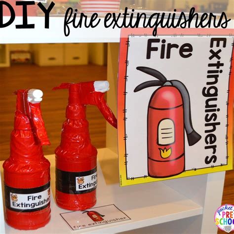 diy fire extinguishers fire station dramatic play      fire safety theme