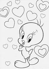 Tweety Coloring Mewarnai Valentines Procoloring Loony Fcp Silvester sketch template