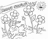 Spring Coloring Happy Pages Printable Size Print sketch template