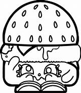 Coloring Hamburger Sad Shopkins Cartoon Pages Wecoloringpage Donut sketch template