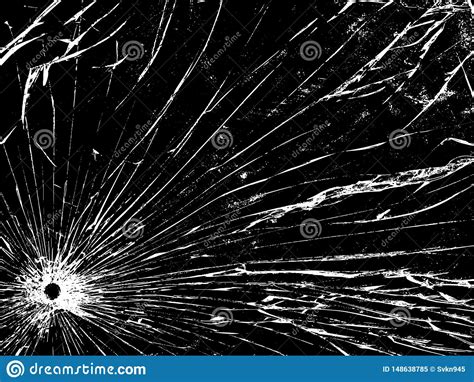 The Broken Glass The Cracks Texture White And Black Stock Vector