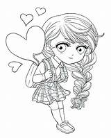 Coloring Girl Pages School Anime Digital Cute Stamp Digi Drawing Children Printable Getdrawings Getcolorings Back Colorings sketch template